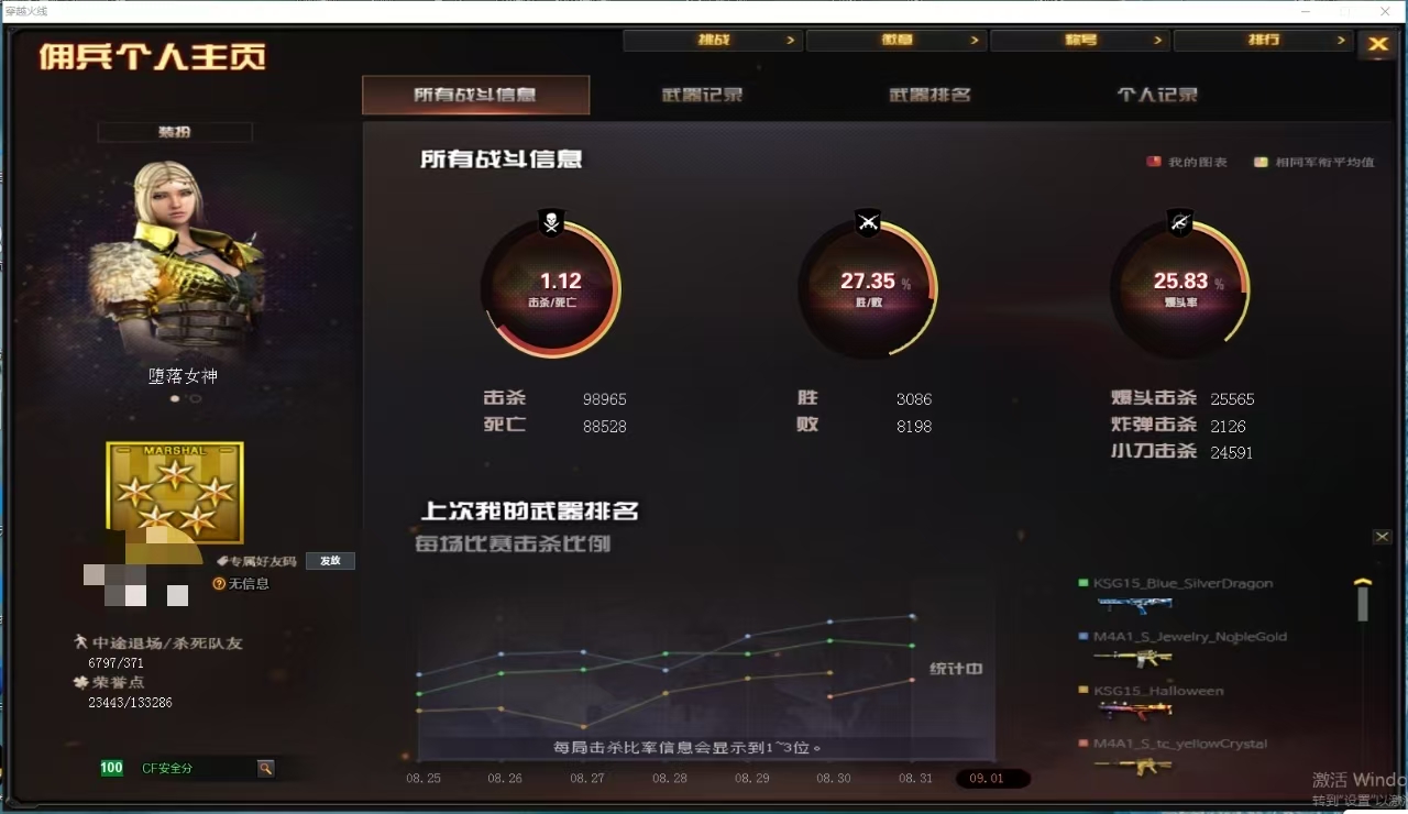 穿越火线账号北部战区辽宁一区DYCF003【辽宁一区】【可二次实名】【可排位】【新锐1】【V武器数63】QBZ03-金色蔷薇 加