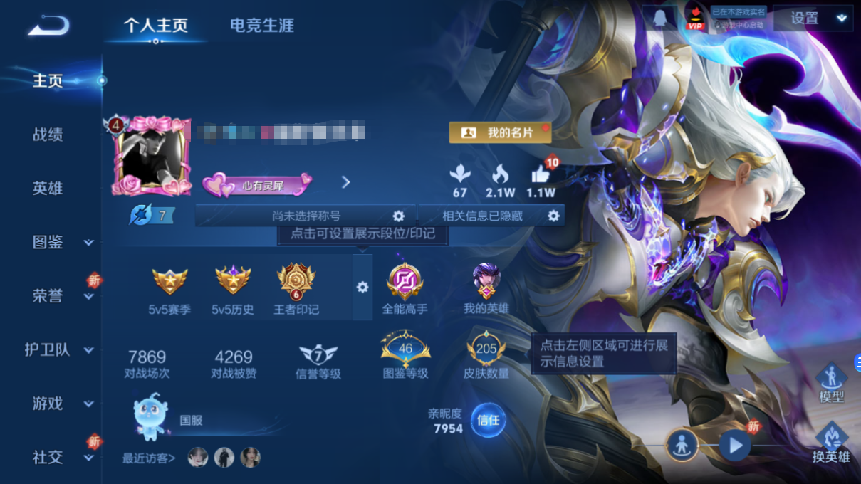 王者荣耀账号安卓QQ123英雄-205皮肤-DYW12881+【V7 1典藏5传说 银白咏叹调 战鼓燎原 无双飞将】安卓