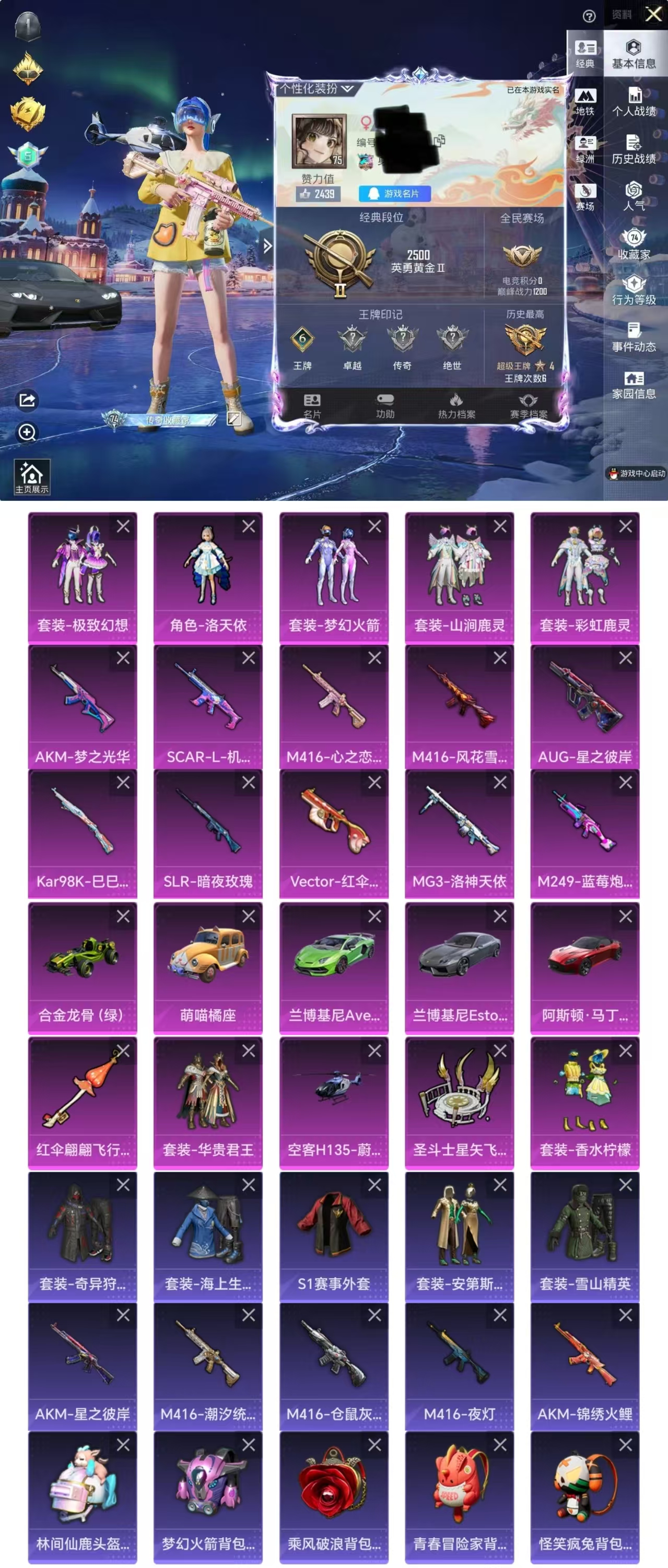 和平精英账号苹果QQDYH17787【6载具22粉装10特效 梦幻火箭 M4心之恋语】苹果Q-2稀有6载具22粉装10特