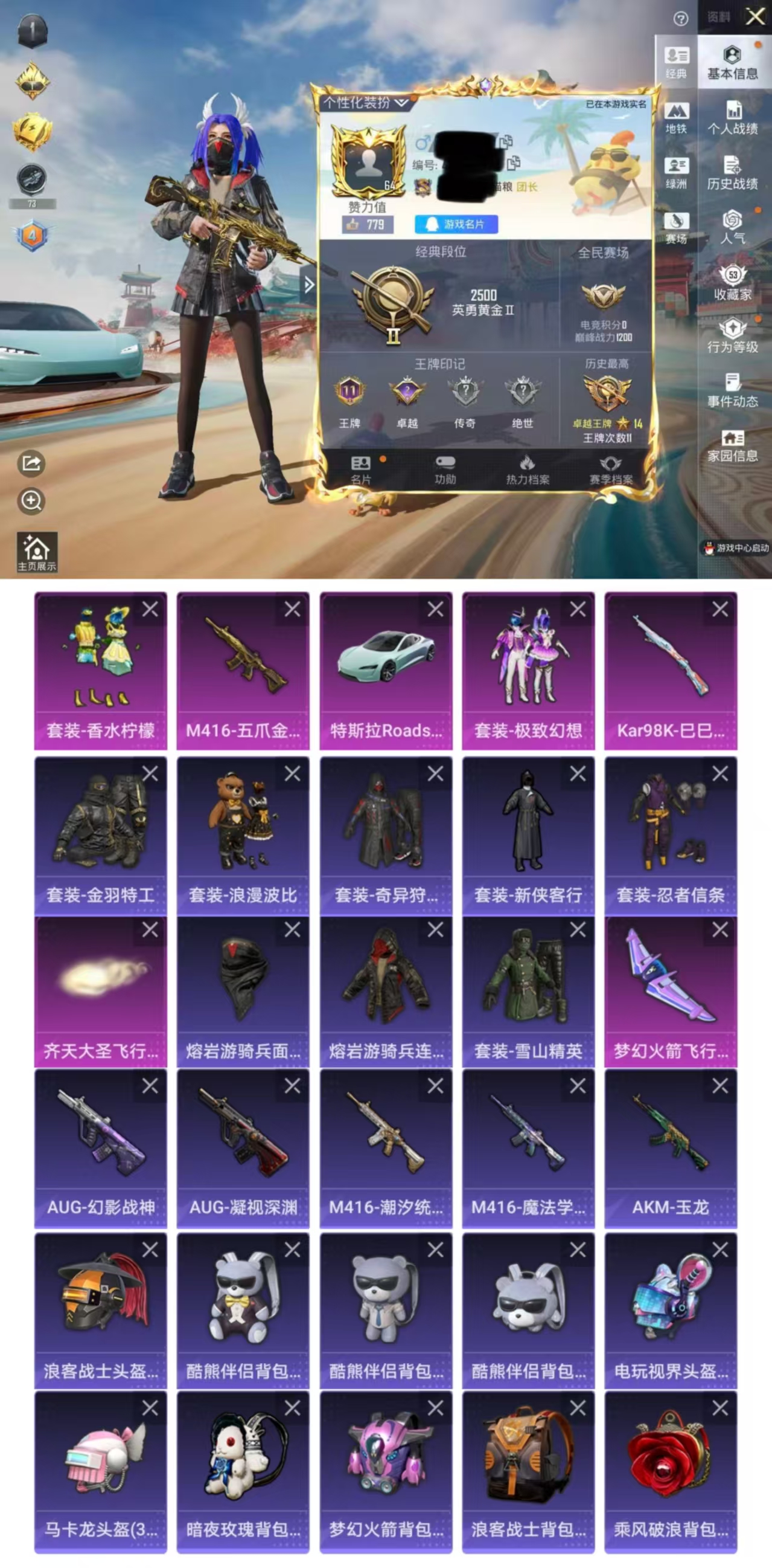 和平精英账号苹果QQDYH17947【2粉装2特效1载具2飞行器 奇异狩猎者 M4五爪金龙7级 酷熊伴侣背包一套】苹果手