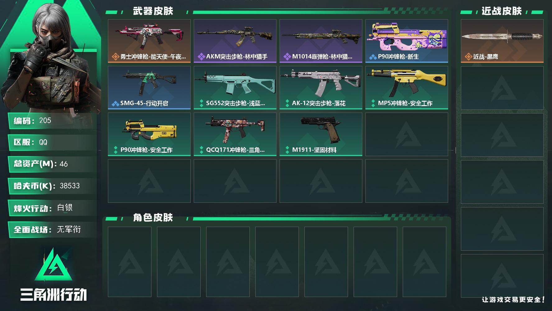 三角洲行动账号QQXXSJZ1898【特价出售不包无二次】三端互通-总价值46.6M-哈夫币38533k-烽火地带等级