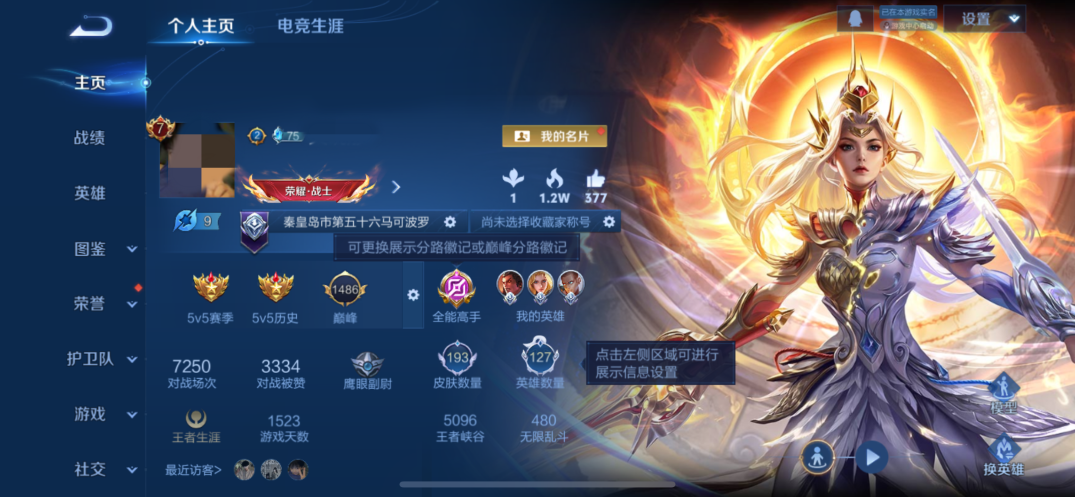 王者荣耀账号苹果QQ127英雄-193皮肤-DSW2432+【1星元1典藏14传说V7】苹果Q-193皮肤-127英雄 