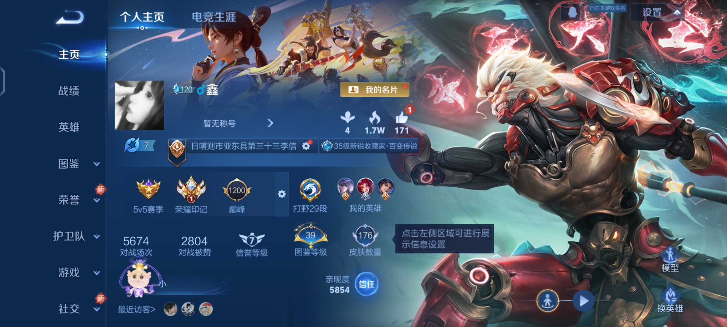 王者荣耀账号安卓QQZMW1495【V7 176皮肤8传说打野29段对抗路24段】安卓Q-176皮肤-125英雄 【传说