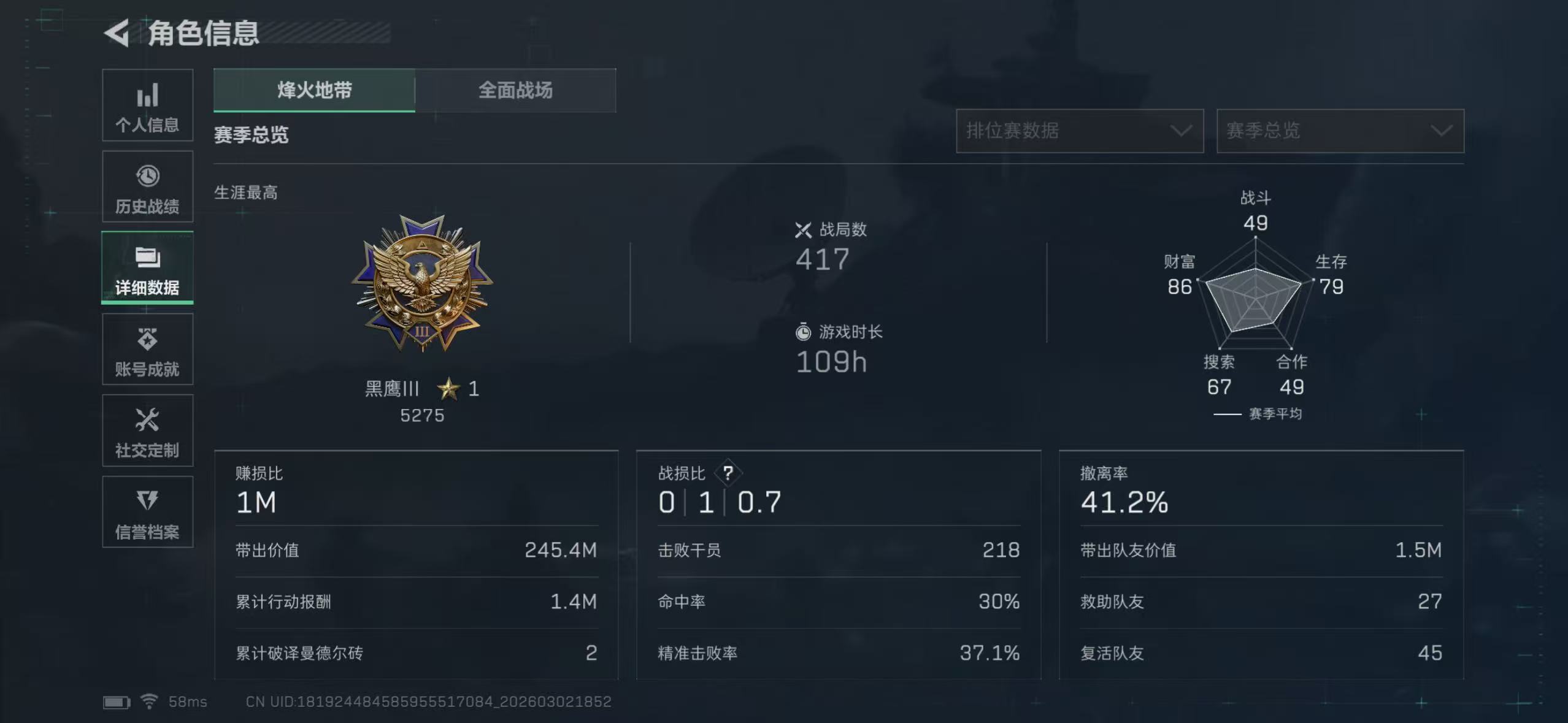 SJZQM458661三角洲行动账号详情图4 SJZQM458661三角洲行动账号详情图4