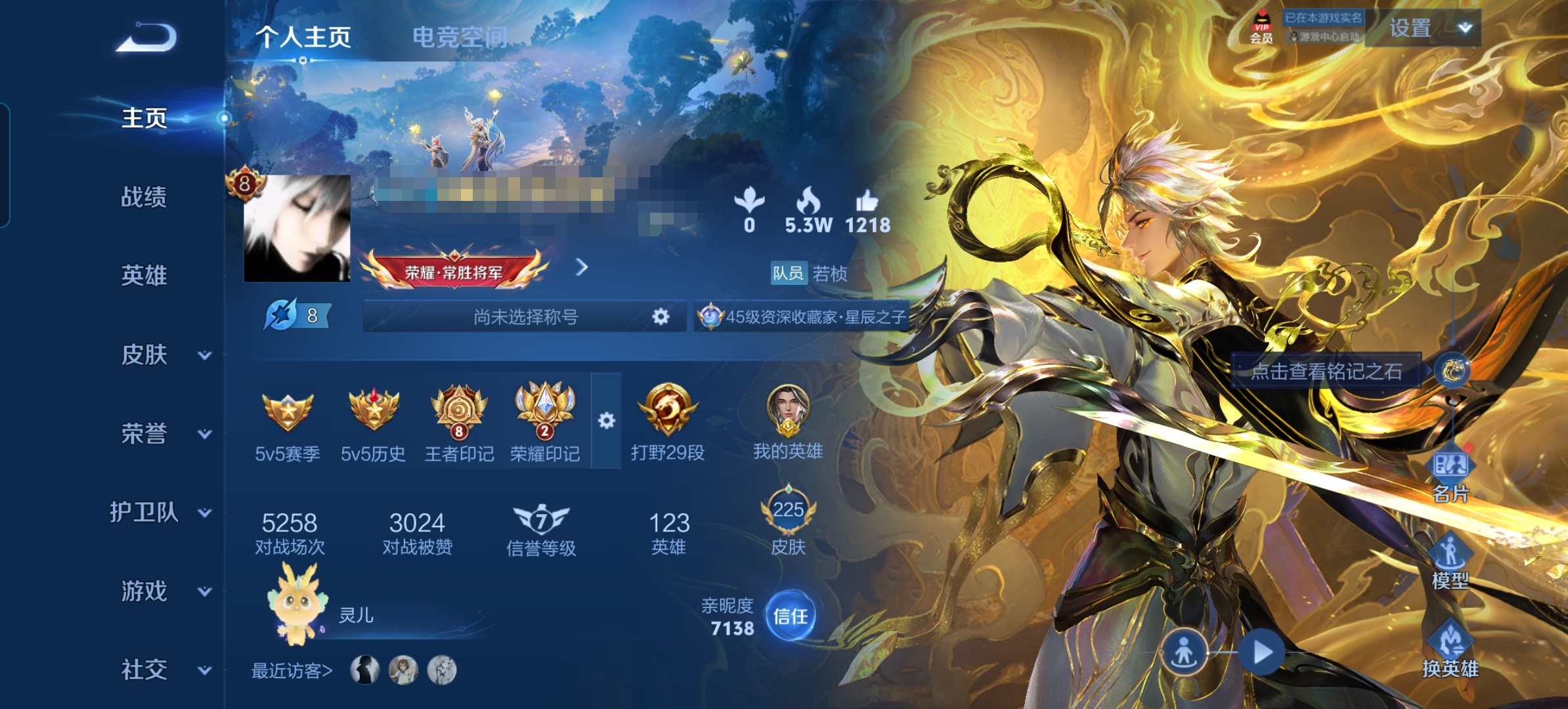 王者荣耀账号安卓QQMWZ100940【2典藏1无双1珍品22传说1星传v8金标赵怀真】安卓Q-225皮肤-123英雄 