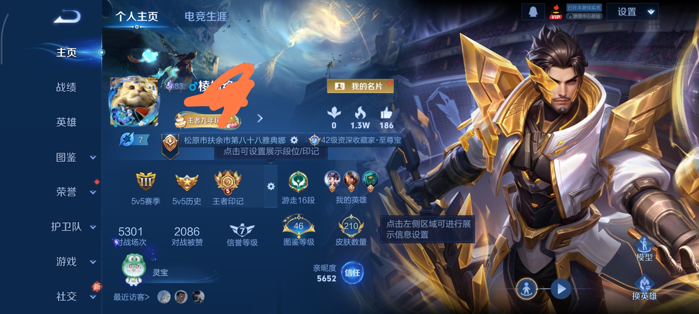 王者荣耀账号安卓QQ126英雄-210皮肤-WLWZ638【1典藏（未兑换）1珍品9传说V7】安卓Q-210皮肤-126