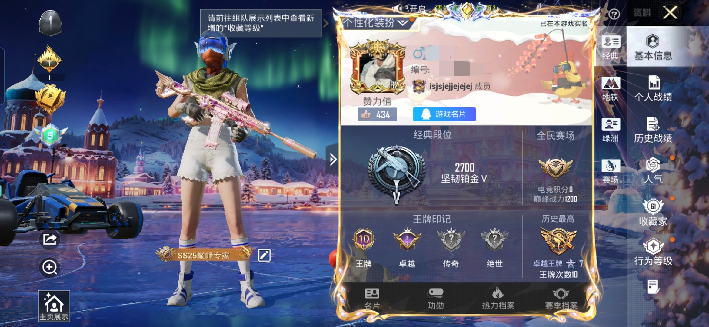 和平精英账号安卓QQM1045033【素材号1载具5粉装5特效梦幻火箭 西部牛仔面罩  金羽 心之恋语 (5级)】安卓Q