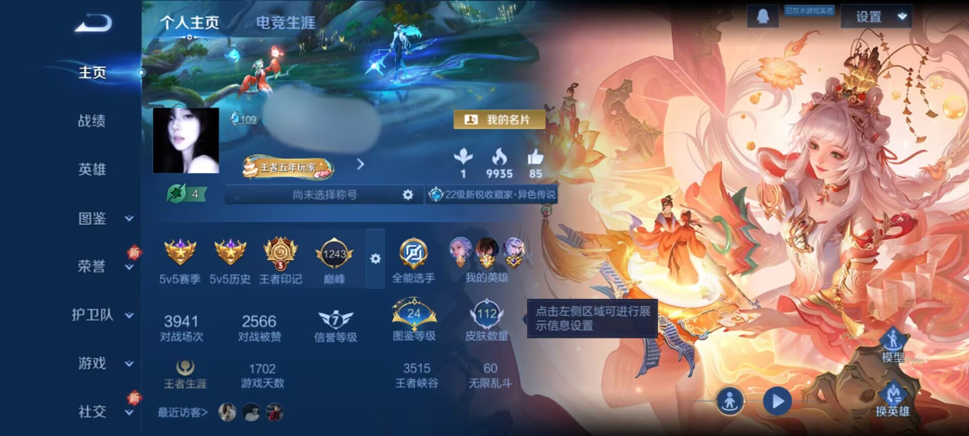 王者荣耀账号安卓QQ116英雄-112皮肤-WLWZ847【V6 传说6逐花归海 续相思】安卓Q-112皮肤-116英雄