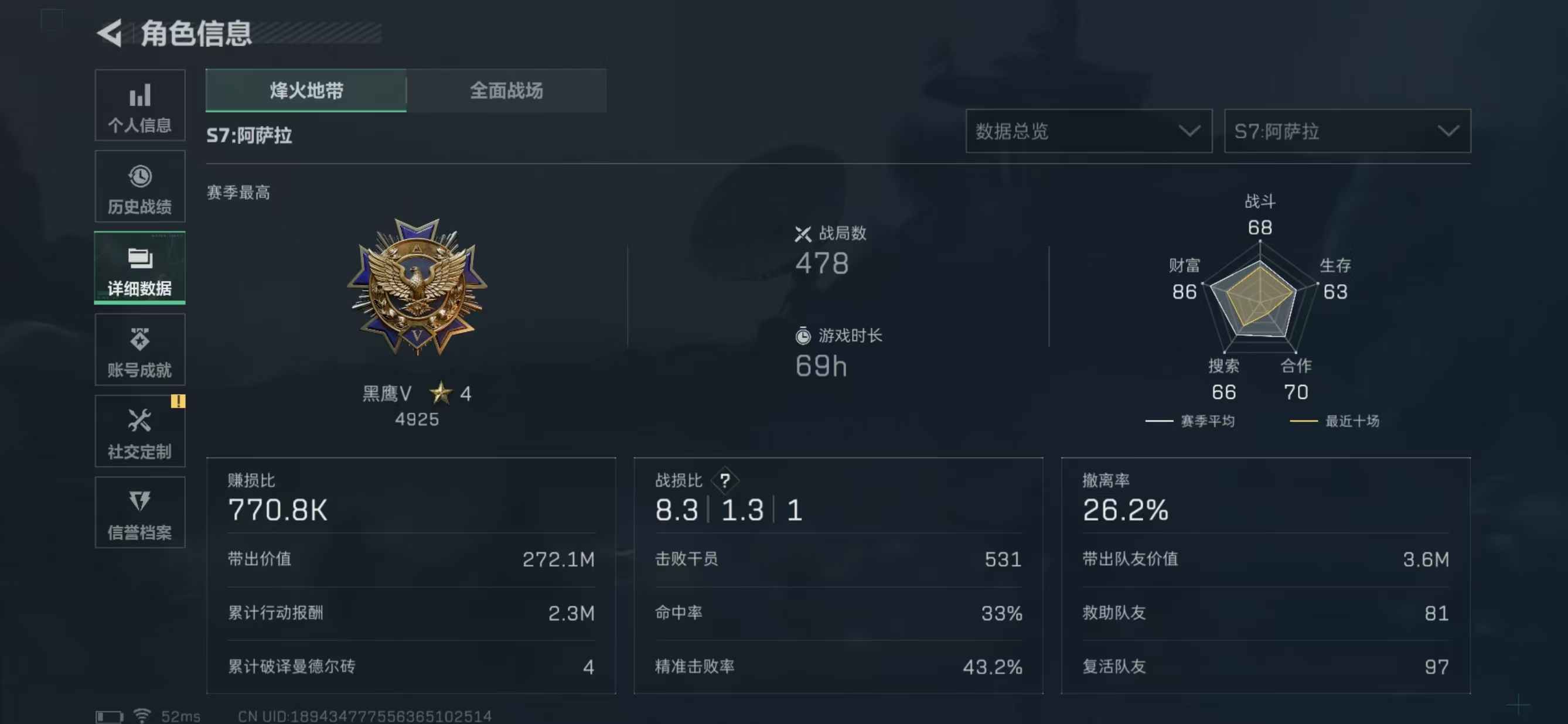 SJZQM397022三角洲行动账号详情图4