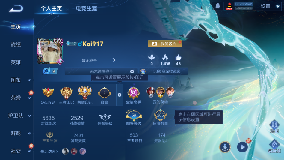 王者荣耀账号苹果QQMWZ104400【v8 1典藏1无双20传说1星元 金标刘备 器灵.螭龙剑 愿照九州拓 时雨天司 