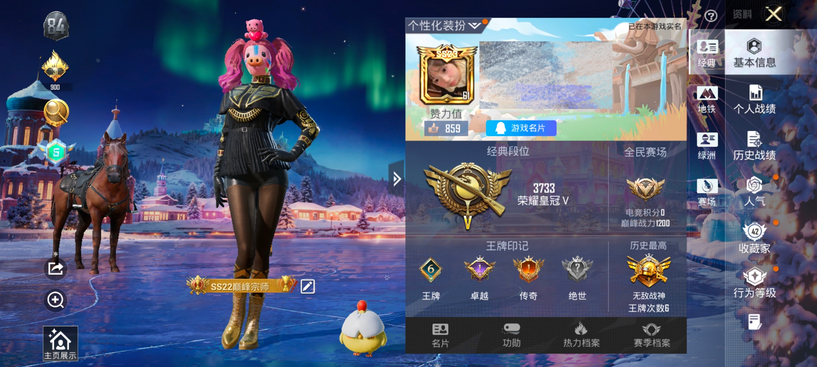 和平精英账号安卓QQM1045904【SS23赛季战神框 猪脸 黑丝沙漠守护者 浪漫波比】安卓Q-6王牌印记-3粉装-9