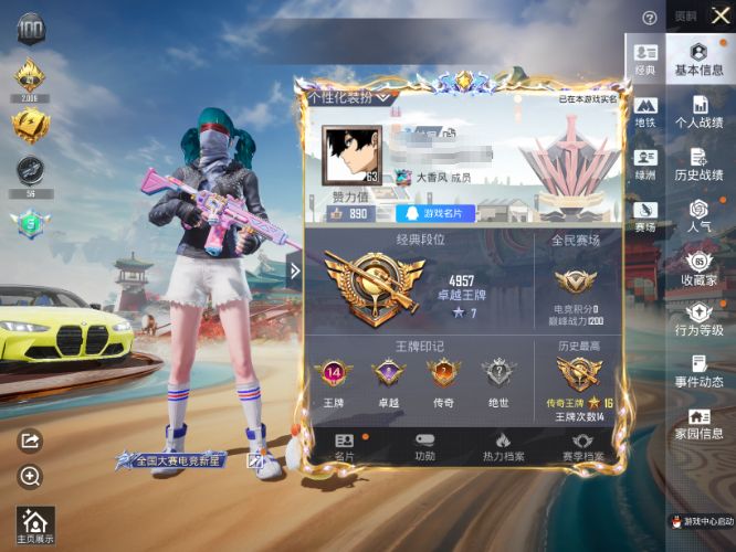 和平精英账号苹果QQM1047115【满天赋身法号1载具-3粉装-11特效枪 狂沙舞者,暗影哥特,都市猎人,深海小丑鱼,