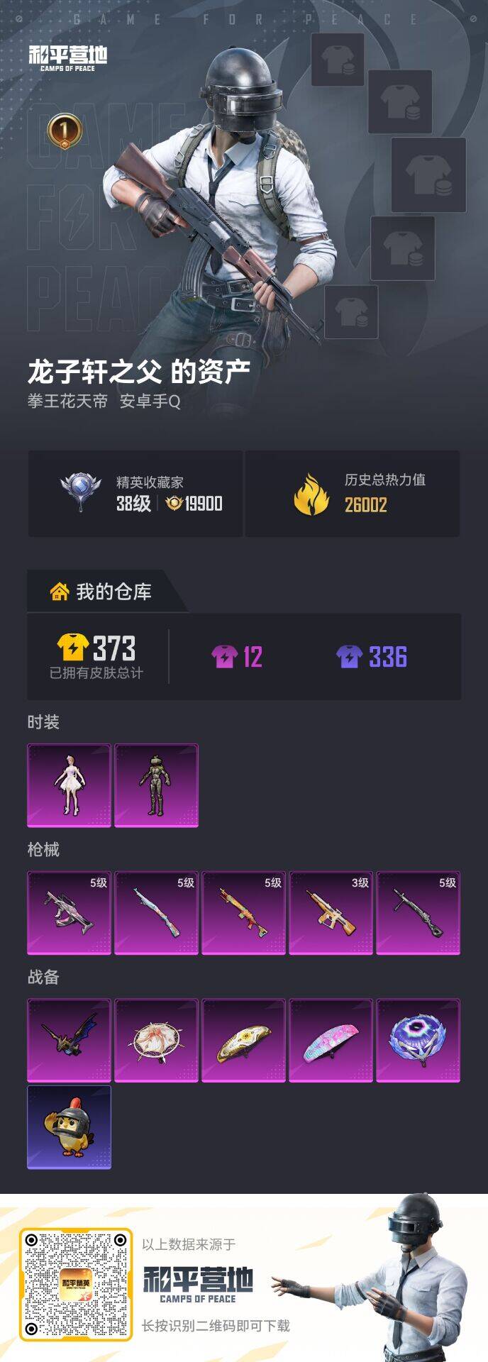 和平精英账号安卓QQDSH2975安卓手Q-2粉装-5特效枪-71套装-100枪皮-1王牌印记-坚韧铂金Ⅴ-26002热