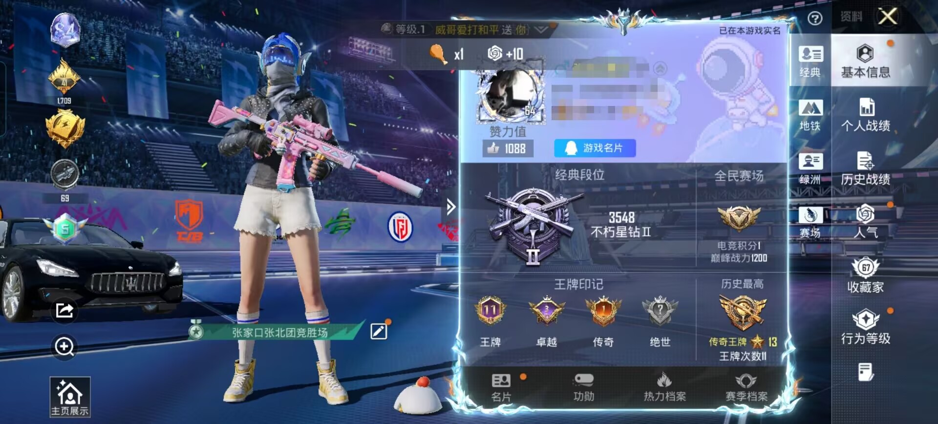 和平精英账号安卓QQDSH2555【可二次】安卓手Q-1载具-6粉装-7特效枪-176套装-255枪皮-11王牌印记-不