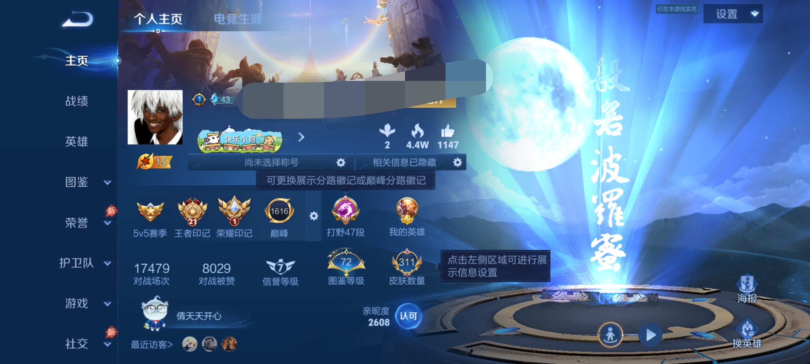 王者荣耀账号安卓QQDSW3116+【128英雄 311皮肤 20传说，1典藏，3星传说，8金标，V8王者6星】安卓Q-